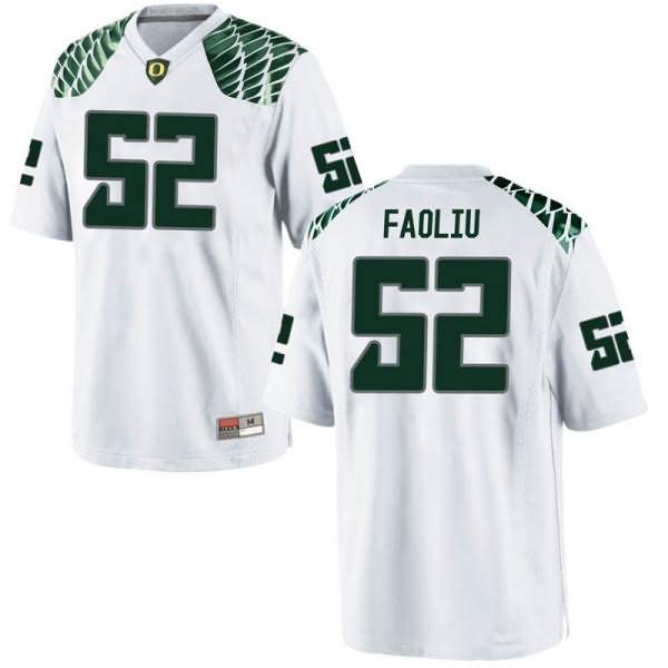 Oregon Ducks Youth #52 Andrew Faoliu Football College Game White Jersey XYD27O0T