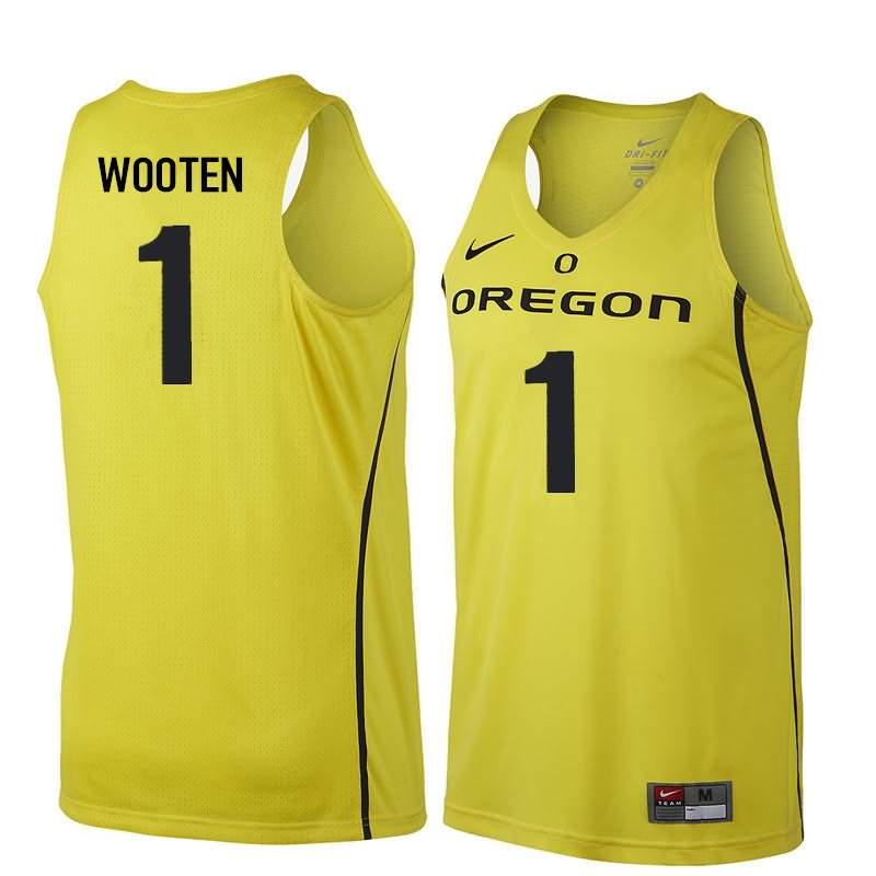 Oregon Ducks Men's #1 Kenny Wooten Basketball College Yellow Jersey GRF23O8E