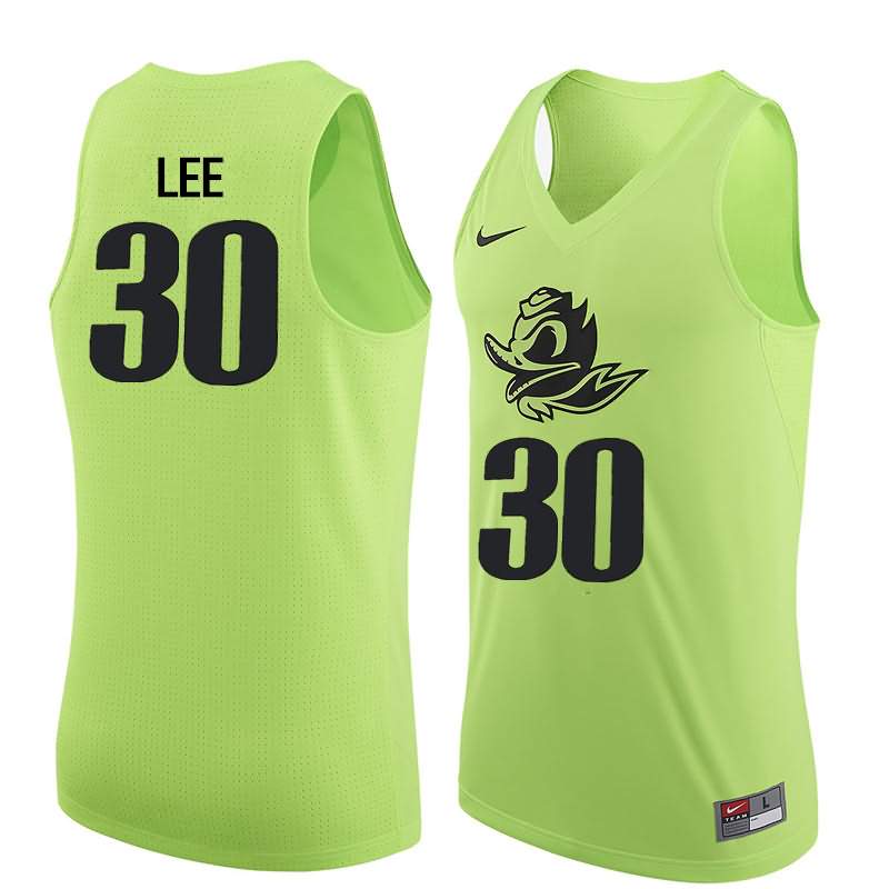 Oregon Ducks Men's #30 Ron Lee Basketball College Electric Green Jersey SLI63O2J