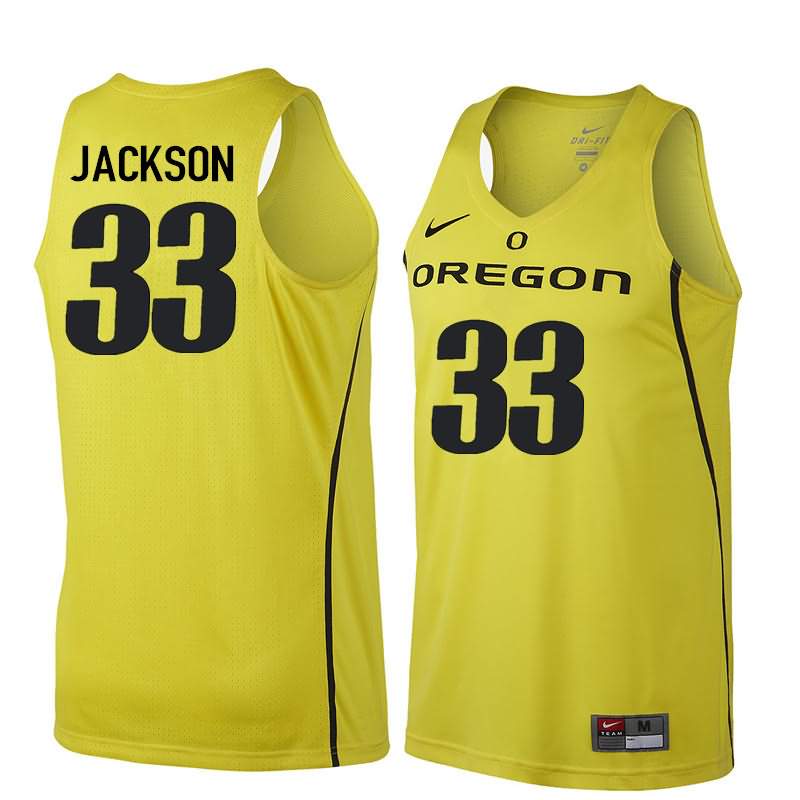 Oregon Ducks Men's #33 Luke Jackson Basketball College Yellow Jersey NQE28O2X