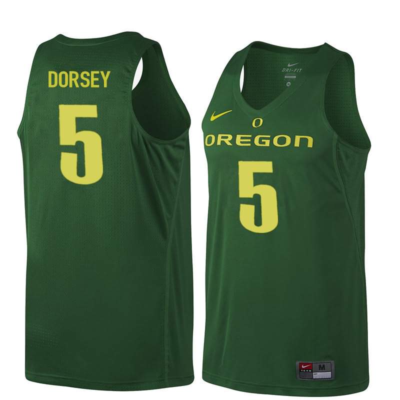 Oregon Ducks Men's #5 Tyler Dorsey Basketball College Dark Green Jersey LXI52O1K