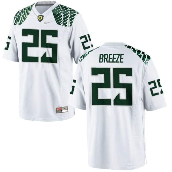 Oregon Ducks Men's #25 Brady Breeze Football College Authentic White Jersey SWC10O1W
