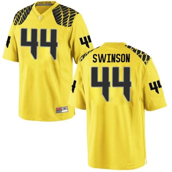 Oregon Ducks Men's #44 Bradyn Swinson Football College Game Gold Jersey XSJ31O6X