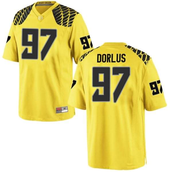 Oregon Ducks Men's #97 Brandon Dorlus Football College Game Gold Jersey TEE88O0S