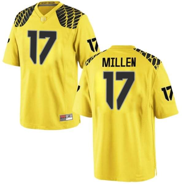 Oregon Ducks Men's #17 Cale Millen Football College Game Gold Jersey MJW60O7A