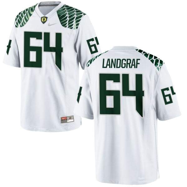 Oregon Ducks Men's #64 Charlie Landgraf Football College Game White Jersey QSG00O5B