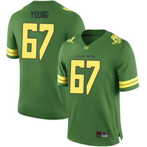 Oregon Ducks Men's #67 Cole Young Football College Game Green Jersey LYD38O4V