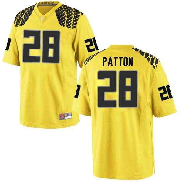 Oregon Ducks Men's #28 Cross Patton Football College Game Gold Jersey WOW52O0G