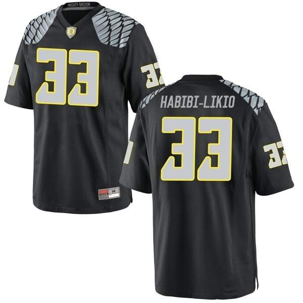 Oregon Ducks Men's #33 Cyrus Habibi-Likio Football College Replica Black Jersey YVT10O8U