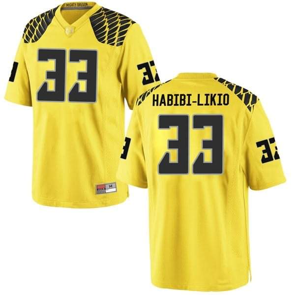 Oregon Ducks Men's #33 Cyrus Habibi-Likio Football College Replica Gold Jersey SLB24O8V