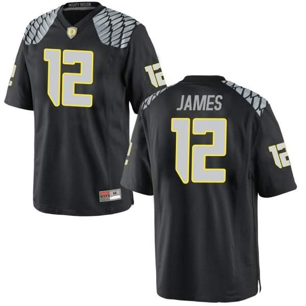 Oregon Ducks Men's #12 DJ James Football College Replica Black Jersey PBP24O3F