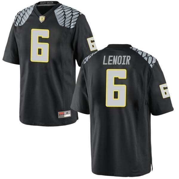 Oregon Ducks Men's #6 Deommodore Lenoir Football College Game Black Jersey HDI82O3J