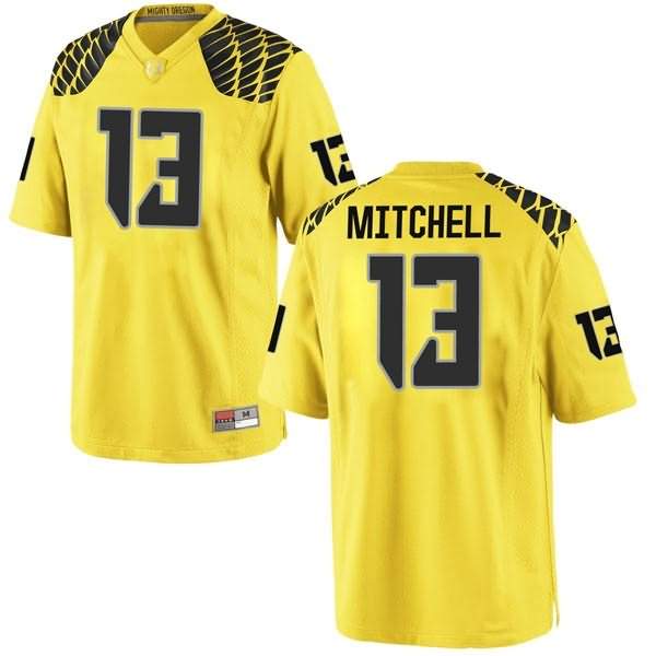 Oregon Ducks Men's #13 Dillon Mitchell Football College Replica Gold Jersey UKG06O7A