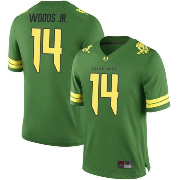 Oregon Ducks Men's #14 Haki Woods Jr. Football College Replica Green Jersey REJ08O6Q
