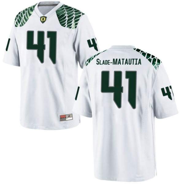 Oregon Ducks Men's #41 Isaac Slade-Matautia Football College Replica White Jersey EOK34O5O