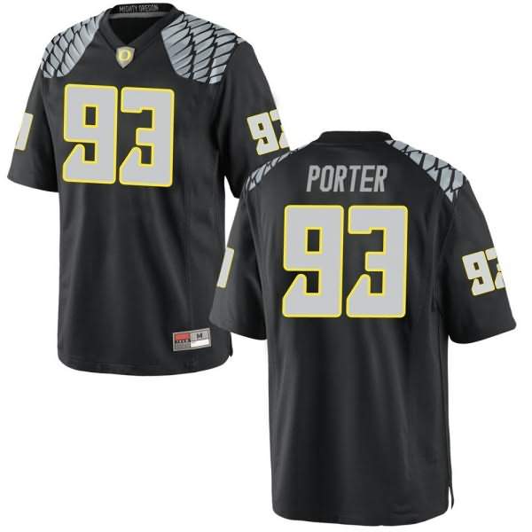 Oregon Ducks Men's #93 Isaia Porter Football College Replica Black Jersey QGK74O7H