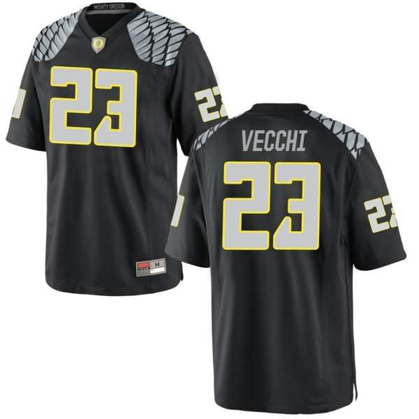 Oregon Ducks Men's #23 Jack Vecchi Football College Replica Black Jersey AVD53O2Z