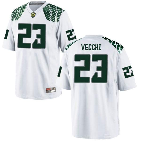 Oregon Ducks Men's #23 Jack Vecchi Football College Replica White Jersey KVA36O8K