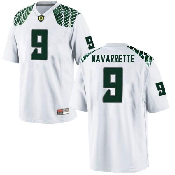 Oregon Ducks Men's #9 Jaden Navarrette Football College Replica White Jersey YRB61O3O