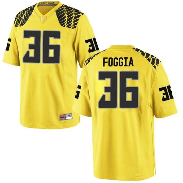 Oregon Ducks Men's #36 Jake Foggia Football College Game Gold Jersey HAU71O1B