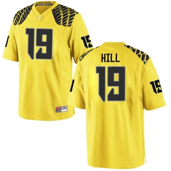 Oregon Ducks Men's #19 Jamal Hill Football College Game Gold Jersey PGA63O4H