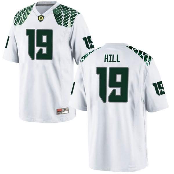 Oregon Ducks Men's #19 Jamal Hill Football College Game White Jersey MJQ15O7F