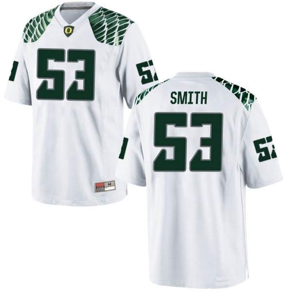 Oregon Ducks Men's #53 Jaylen Smith Football College Game White Jersey EPJ81O4P