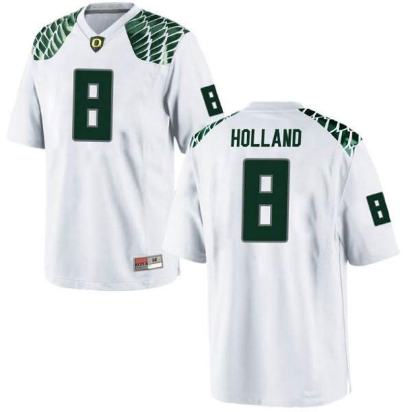 Oregon Ducks Men's #8 Jevon Holland Football College Game White Jersey TOV53O8N