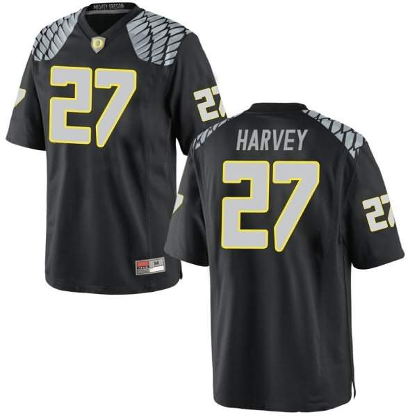 Oregon Ducks Men's #27 John Harvey Football College Replica Black Jersey DQL81O7S