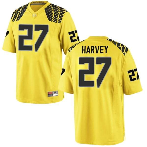 Oregon Ducks Men's #27 John Harvey Football College Replica Gold Jersey EZB28O3B