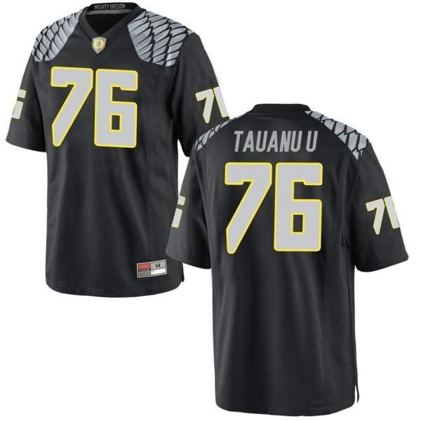 Oregon Ducks Men's #76 Jonah Tauanu'u Football College Replica Black Jersey BYP40O1N
