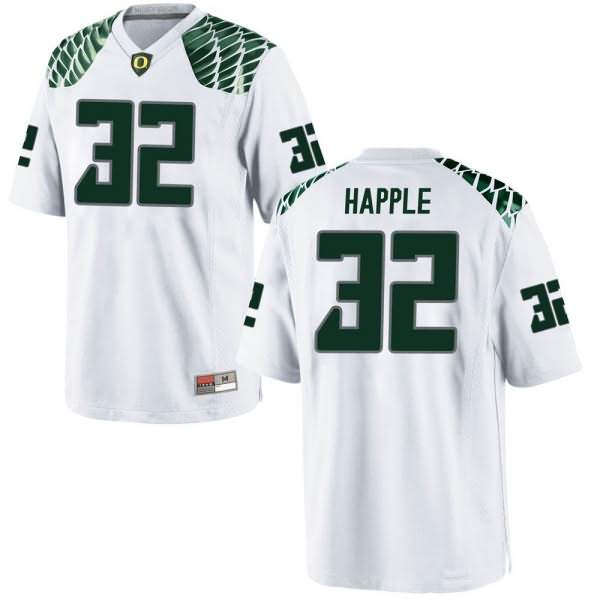 Oregon Ducks Men's #32 Jordan Happle Football College Game White Jersey HNV43O0A