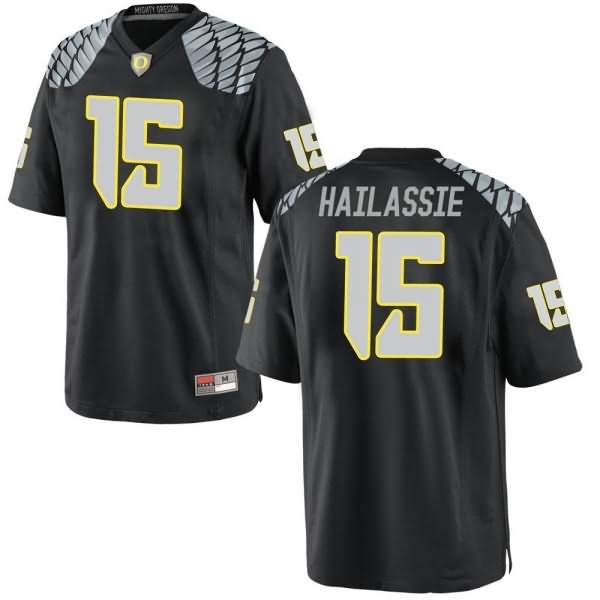 Oregon Ducks Men's #15 Kahlef Hailassie Football College Game Black Jersey JLB86O0R