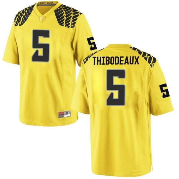 Oregon Ducks Men's #5 Kayvon Thibodeaux Football College Game Gold Jersey VYT81O6E