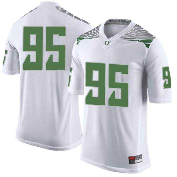 Oregon Ducks Men's #95 Keyon Ware-Hudson Football College Limited White Jersey CKG88O3Y