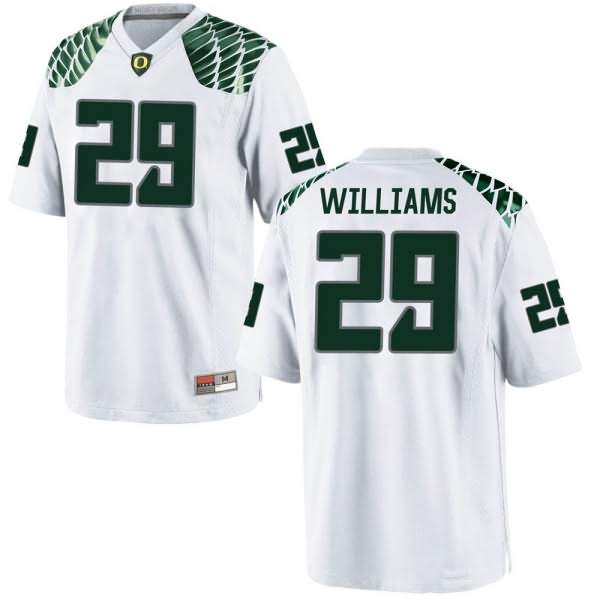 Oregon Ducks Men's #29 Korbin Williams Football College Game White Jersey OGK08O6Y