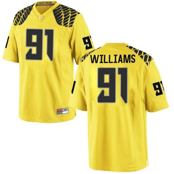 Oregon Ducks Men's #91 Kristian Williams Football College Game Gold Jersey IPE24O1S