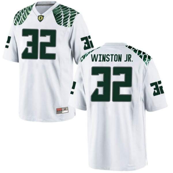 Oregon Ducks Men's #32 La'Mar Winston Jr. Football College Replica White Jersey AYU08O7I