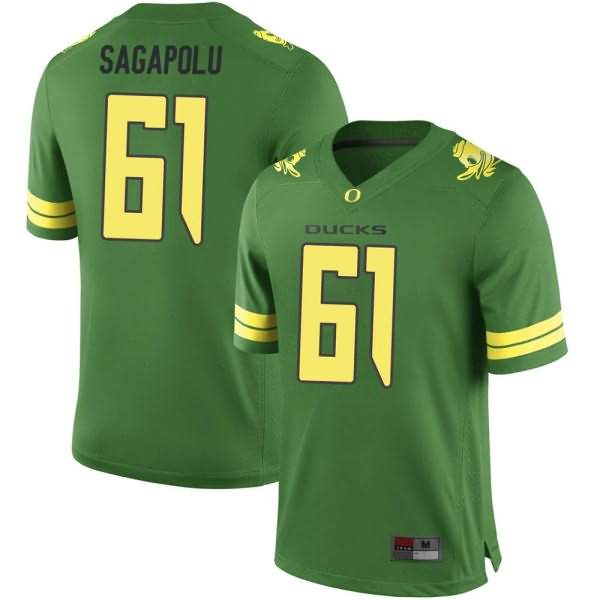 Oregon Ducks Men's #61 Logan Sagapolu Football College Replica Green Jersey IZL45O5U