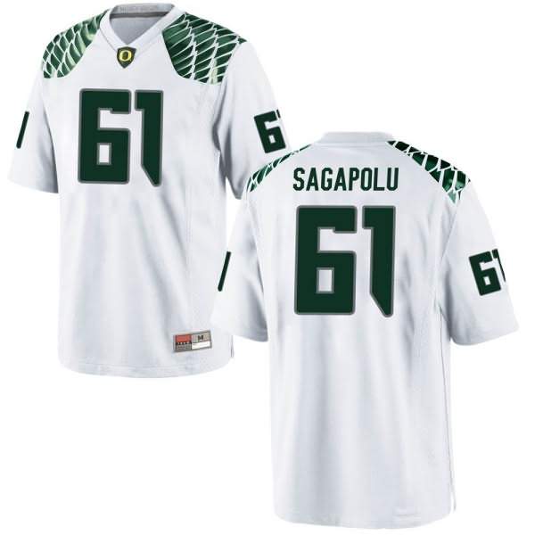 Oregon Ducks Men's #61 Logan Sagapolu Football College Replica White Jersey FYJ35O7M