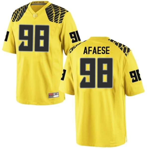 Oregon Ducks Men's #98 Maceal Afaese Football College Game Gold Jersey DSQ70O0Y