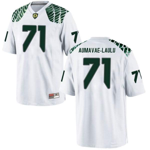 Oregon Ducks Men's #71 Malaesala Aumavae-Laulu Football College Replica White Jersey ROI25O5I