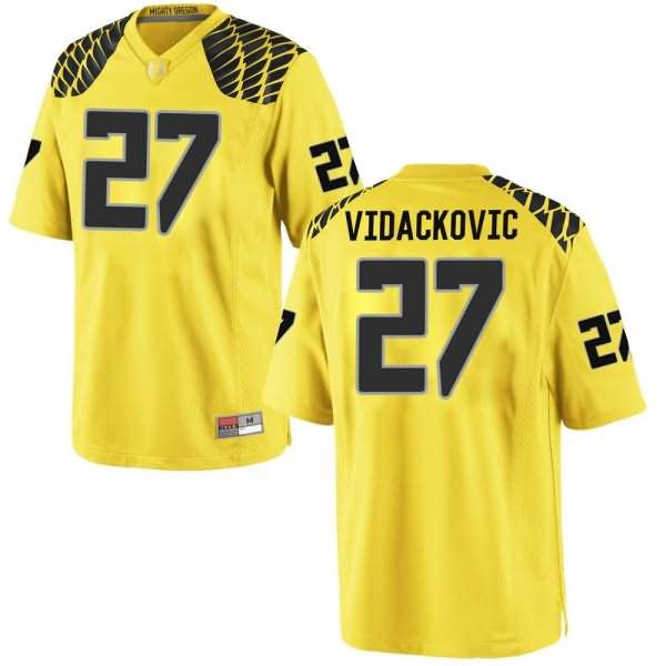 Oregon Ducks Men's #27 Marko Vidackovic Football College Game Gold Jersey XLY26O2Q