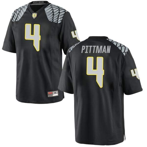 Oregon Ducks Men's #4 Mycah Pittman Football College Replica Black Jersey EUB31O5I