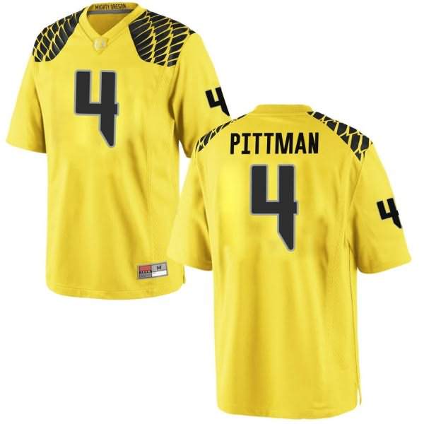 Oregon Ducks Men's #4 Mycah Pittman Football College Replica Gold Jersey XFB06O1I