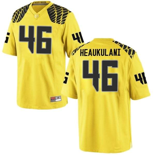 Oregon Ducks Men's #46 Nate Heaukulani Football College Replica Gold Jersey MNO70O7Q