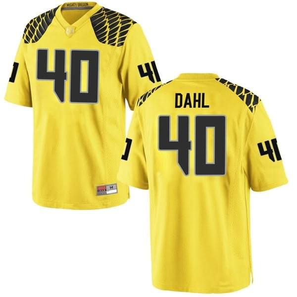 Oregon Ducks Men's #40 Noah Dahl Football College Game Gold Jersey JYB44O3Z