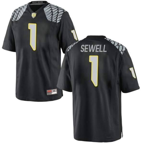 Oregon Ducks Men's #1 Noah Sewell Football College Game Black Jersey DPO60O7H