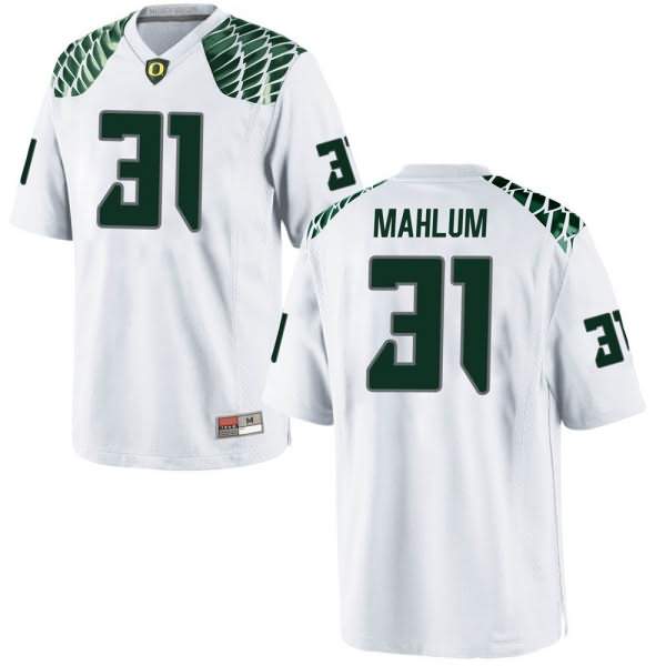 Oregon Ducks Men's #31 Race Mahlum Football College Replica White Jersey RYE82O4D