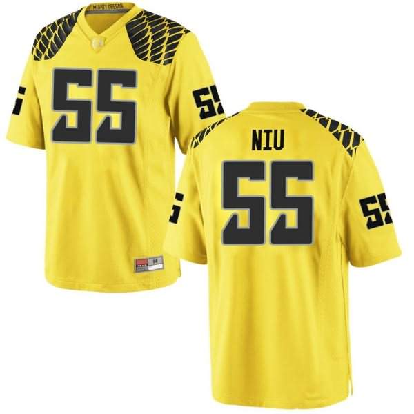 Oregon Ducks Men's #55 Sampson Niu Football College Game Gold Jersey LTI55O6U